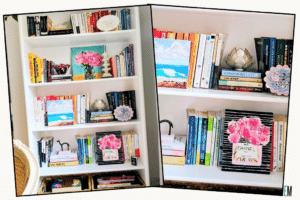 Natural Bookshelf Styling
